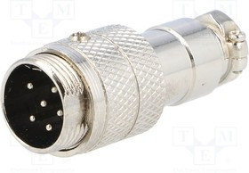 MIC346, Вилка, микрофонный, "папа", PIN: 6, на провод, прямой