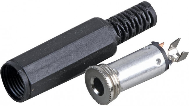 PSG08598, Телефонный аудио разъем, 3 контакт(-ов), Гнездо, 3.5 мм, Монтаж на Кабель, Корпус из Пластика