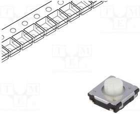 EVQQ2P03W, Switch Tactile N.O. SPST Round Button J-Bend 0.02A 15VDC 1.6N SMD T/R