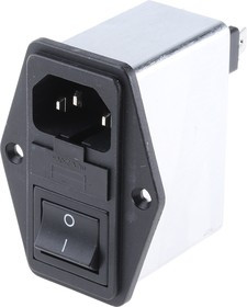 FN283-2-06, Filtered IEC Power Entry Module, IEC C14, General Purpose, 2 А, 250 В AC, 2-Pole Switch FN283-2-06, Filtered IEC Power Entry Module, IEC C14, General Purpose, 2 А, 250 В AC, 2-Pole Switch