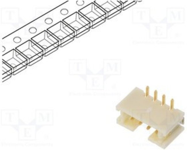 B4B-PH-SM4-GW-TB (LF)(SN), Conn Shrouded Header (4 Sides) HDR 4 POS 2mm Solder ST Top Entry SMD T/R