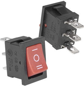 KCD1-103-C6-R/3P on-off-on, Клавишный переключатель KCD1-103-C6-R/3P, ON-OFF-ON, 3 контакта, красный