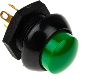 P9-213125, Pushbutton Switches 5A Grn Raised Dome 2 Circuit Solder