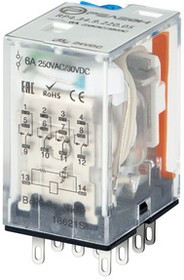 RP434922009, Промежуточное реле; 4 перекидных контакта 6А (= 220В DC) блокируемая кнопка проверки + светодиод