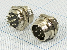 Разъем микрофонный MIC16 вилка, контакты 9P, монтаж на блок, М16, MC903-9P