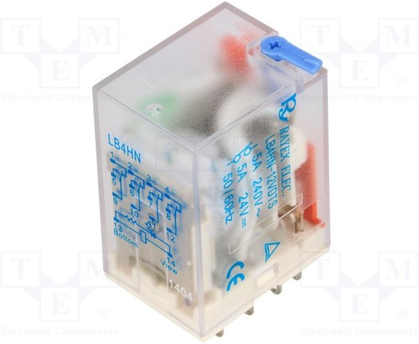 LB4HN-12DTS, Реле: электромагнитное, 4PDT, Uобмотки: 12ВDC, 5A/240ВAC, 5A/24ВDC LB4HN-12DTS, Реле: электромагнитное, 4PDT, Uобмотки: 12ВDC, 5A/240ВAC, 5A/24ВDC