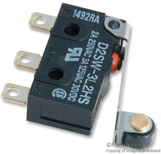 D2SW-3L2HS, Basic / Snap Action Switches HNG RLR LVR SOLDER