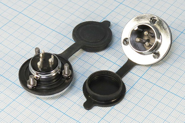 Разъем микрофонный MIC20 вилка, контакты 3P, монтаж на блок/фланец, М19, XS20JK3P-M