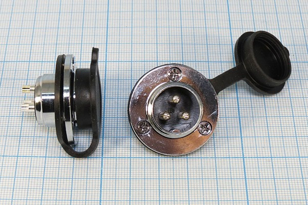 Разъем микрофонный MIC20 вилка, контакты 3P, монтаж на блок/фланец, М19, XS20JK3P-M