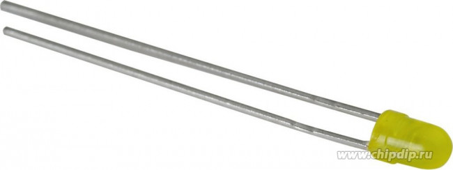 L-132XYD, Светодиод 3мм/желтый/ 590нм/8-12мкд/60°