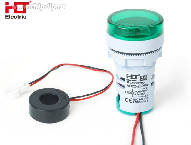 085-06-260, Индикатор значения тока и напряжения AD-22 (LED) d22мм зеленый IP54 HLT 085-06-260, Индикатор значения тока и напряжения AD-22 (LED) d22мм зеленый IP54 HLT