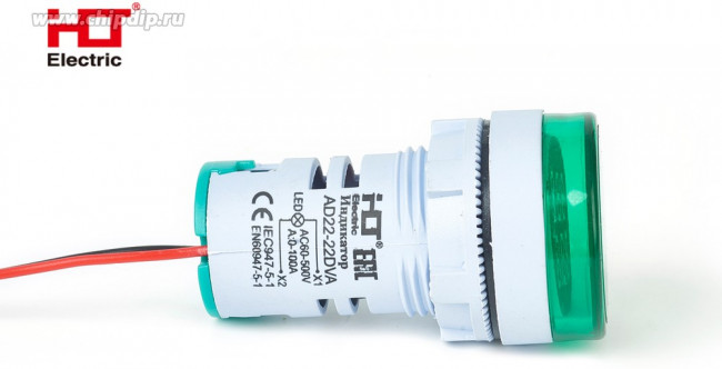 085-06-260, Индикатор значения тока и напряжения AD-22 (LED) d22мм зеленый IP54 HLT 085-06-260, Индикатор значения тока и напряжения AD-22 (LED) d22мм зеленый IP54 HLT