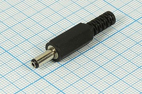 Разъем питания DC вилка, D3.8 d1.35 L9, 2C, на кабель, пластик хвост