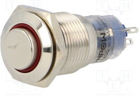 V16-11HR-12R-S, Переключатель: антивандальный, Пол: 2, SPDT, 0,5A/220ВAC, 1A/24ВDC