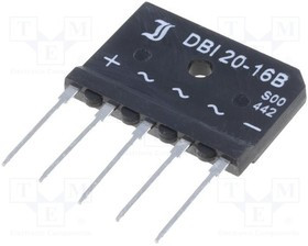 DBI20-16B-DIO, Диодный мост: трехфазный, Urmax: 1,6кВ, If: 20А, Ifsm: 200А, THT