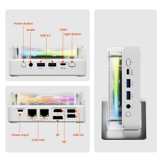 Мини-ПК AMD Ryzen 7 8745H, RAM DDR516 ГБ, SSD NVME 512 ГБ, AMD Radeon 780M, Windows 11 Home, OKEASY