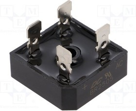 BR2505, Диодный мост: однофазный, Urmax: 50В, If: 25А, Ifsm: 400А, BR-25, THT