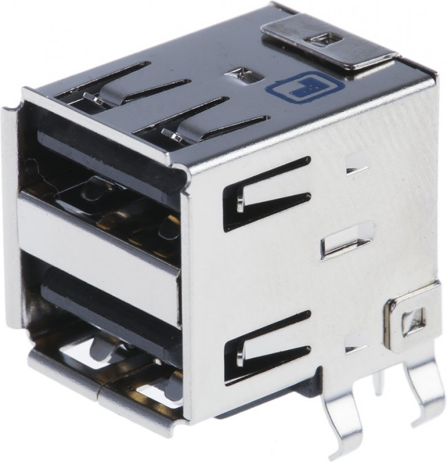 2410 05, USB STACKED SOCKET, 2.0 TYP A, 4 X 2 POS