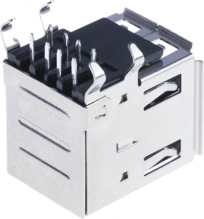 2410 05, USB STACKED SOCKET, 2.0 TYP A, 4 X 2 POS