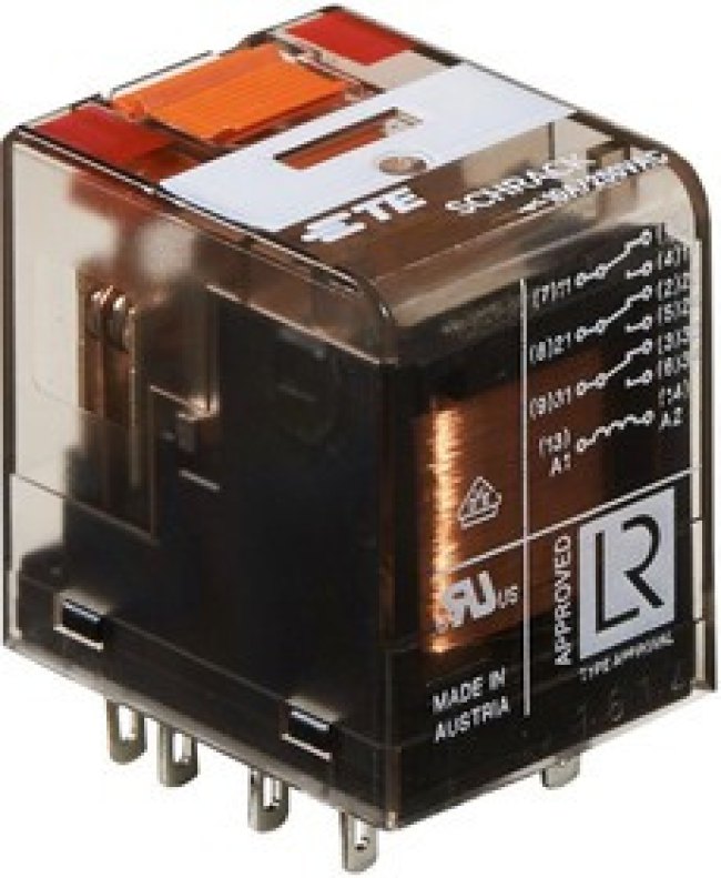6-1419111-6, Реле питания, 3PDT, 110 В DC, 10 А, PT, Гнездо, Без Защелки