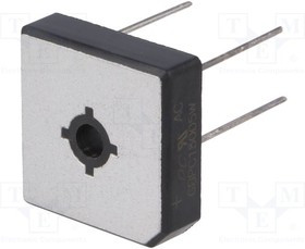 GBPC15005W, Диодный мост: однофазный, Urmax: 50В, If: 15А, Ifsm: 300А, MBR-25W
