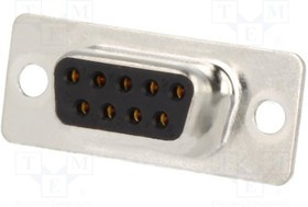 DM09-SS, Разъем D-Sub; PIN: 9; вилка; "мама"; на провод; пайка; Цвет: черный