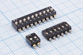 KLS7-KL-02-N, DIP-переключатель 2 поз. SMD 2.54мм (SWD4-2), с выступающим движком; №2592 K ПDIP-02\ 4C2,54\ON-OFF\SMD\ KLS7-KL-02-N\[DM-02]\