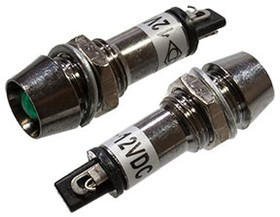 XD10-1M-G-12VDC, Светодиод с держателем зеленый 10мм 12VDC