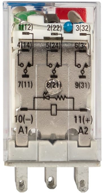 Промежуточное реле с кнопкой и механической индикацией RPAt 22/3 10A 24В DC AVERES rpat-22-3-24DC Промежуточное реле с кнопкой и механической индикацией RPAt 22/3 10A 24В DC AVERES rpat-22-3-24DC