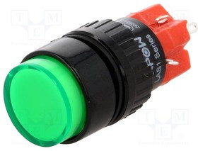 V16Y-11-G, Переключатель: кнопочный, Пол: 2, SPDT, 3A/220ВAC, 2A/24ВDC, IP40