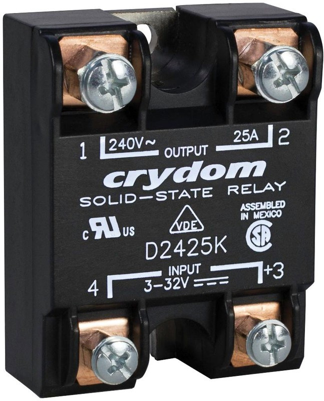 D2450K, 1 Series Solid State Relay, 50 A rms Load, Panel Mount, 280 V dc Load, 32 V dc Control D2450K, 1 Series Solid State Relay, 50 A rms Load, Panel Mount, 280 V dc Load, 32 V dc Control
