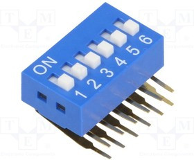 DSK-06, Переключатель DIP-SWITCH, Кол-во секций 6, ON-OFF, 0,05A/12ВDC