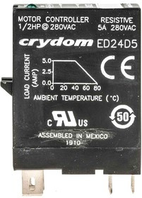 ED24D5, ED Series Solid State Relay, 5 A Load, DIN Rail Mount, 280 V rms Load, 15 V dc Control