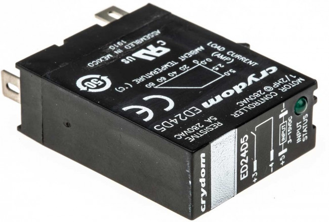 ED24D5, ED Series Solid State Relay, 5 A Load, DIN Rail Mount, 280 V rms Load, 15 V dc Control
