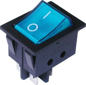 IRS-201-3C3 (синий), Переключатель с подсветкой ON-OFF (15A 250VAC) DPST 4P