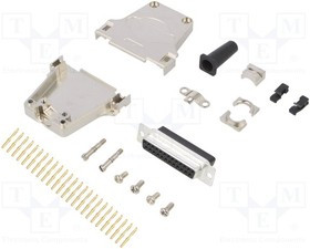 DTZF25-DBCS-K, Разъем D-Sub; PIN: 25; вилка; "мама"; обжим; на провод; черный