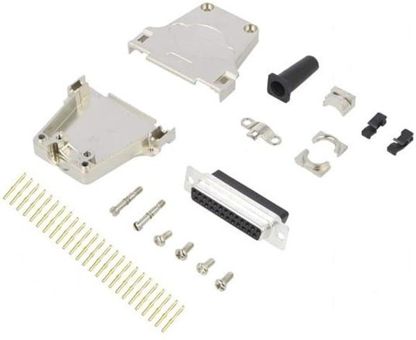 DTZF25-DBCS-K, Разъем D-Sub; PIN: 25; вилка; "мама"; обжим; на провод; черный