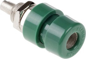 930166104, Green Female Banana Socket, 4 mm Connector, Solder Termination, 32A, 30 V ac, 60V dc, Tin