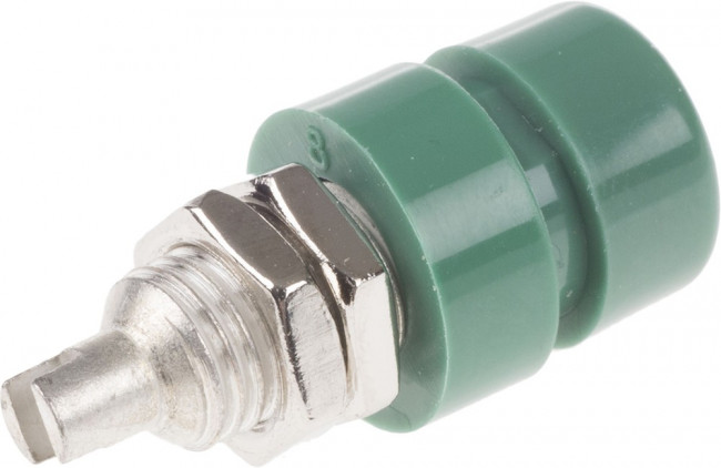930166104, Green Female Banana Socket, 4 mm Connector, Solder Termination, 32A, 30 V ac, 60V dc, Tin