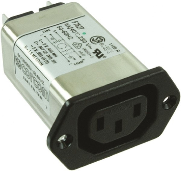 6EBF1, Filtered IEC Power Entry Module, IEC C14, General Purpose, 6 А, 250 В AC 6EBF1, Filtered IEC Power Entry Module, IEC C14, General Purpose, 6 А, 250 В AC