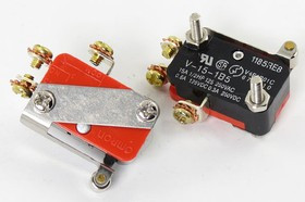 Микропереключатель, размер 28x10 x16, 15А, переключение ON-(ON), размер концевика L16, V15-1B5