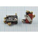 Микропереключатель, размер 28x10 x16, 15А, переключение ON-(ON), размер концевика L16, V15-1B5