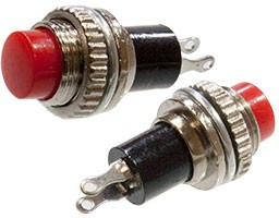 DS-314, Кнопка, 2 конт., OFF- (ON), без фикс., 250В/0,50А, красный