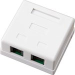 06-0106-C, Розетка телефонная + сетевая LAN, на стену, (гнездо 8Р8С (Rj-45) + гнездо 6Р-4С (RJ-11))