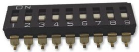 A6S-9101-H, Переключатель: DIP-SWITCH, Кол-во секций: 9, ON-OFF, 0,025A/24ВDC