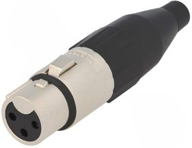 AC3F, Вилка, XLR, "мама", PIN: 3, прямой, на провод, пайка, луженые, 133В