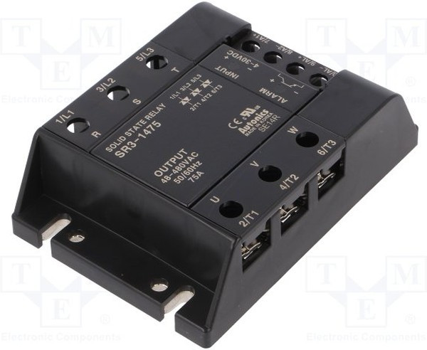 SR3-1475, Реле: полупроводниковое, Uупр: 4-30ВDC, 75А, 48-480ВAC, 3-фазный