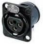 NC3FD-H-B, XLR Connectors 3C FEMALE PCB BLK/GD