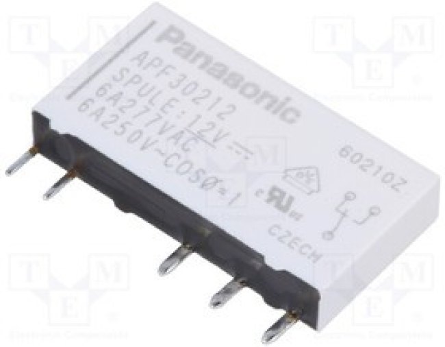 APF30212, Реле: электромагнитное, SPDT, Uобмотки: 12ВDC, 6A/250ВAC, PCB APF30212, Реле: электромагнитное, SPDT, Uобмотки: 12ВDC, 6A/250ВAC, PCB