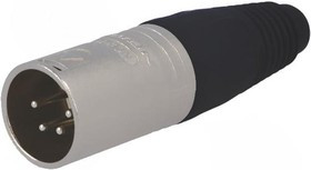 NTR-NC4MX, Вилка, XLR, "папа", PIN: 4, прямой, на провод, пайка, 10А, 3,5-8мм